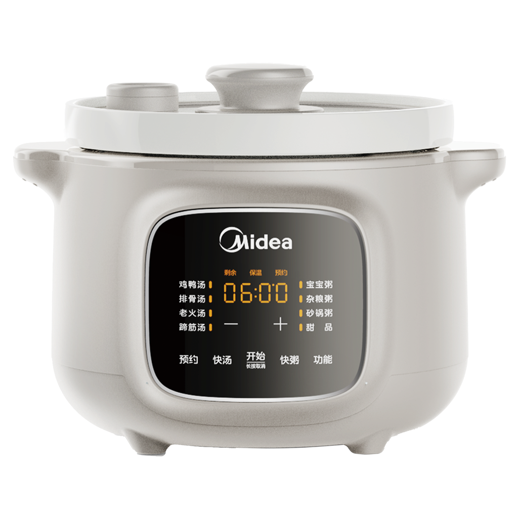 美的(Midea)电炖锅电煮锅电炖盅白瓷煮粥炖汤盅煲汤锅3L大功率微压直炖陶瓷煲汤炖汤一体多功能锅 MD-DGE3058