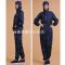 防静电防尘工作服喷漆服打磨喷塑石墨炭黑专用衣服连体带帽防护服 青色连体带帽无耳洞带2口袋 M