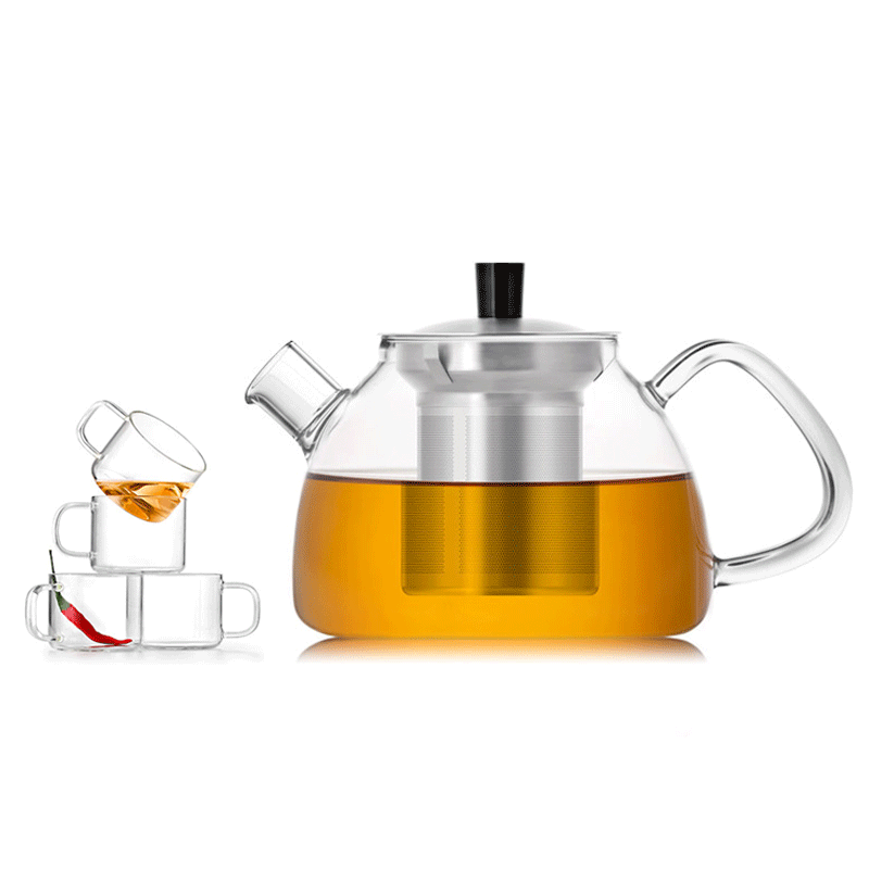 尚明玻璃茶壶煮茶壶耐高温泡茶普洱茶具家用茶水壶加厚不锈钢过滤功夫茶具