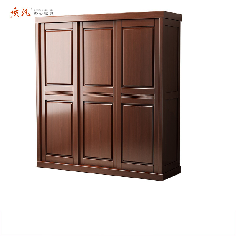 质凡现代简约中式油漆实木衣柜推拉门卧室家用滑移门柜