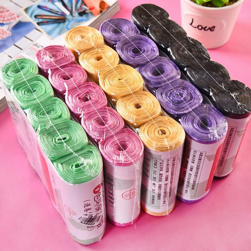 10卷200只一次性加厚中号垃圾袋彩色厨房卫生间家用大号塑料袋包邮