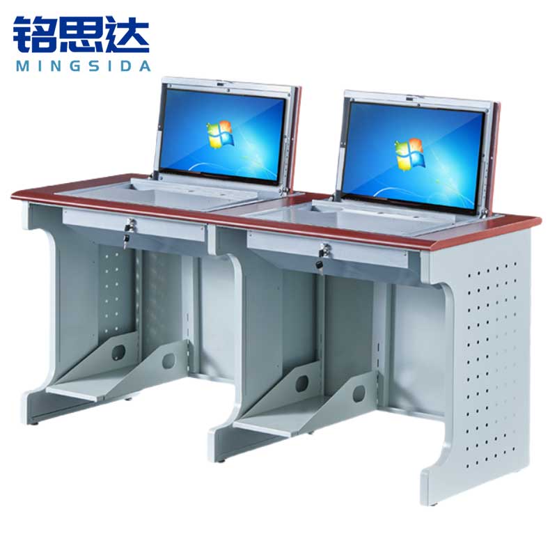 铭思达翻转电脑桌双人位张高清大图