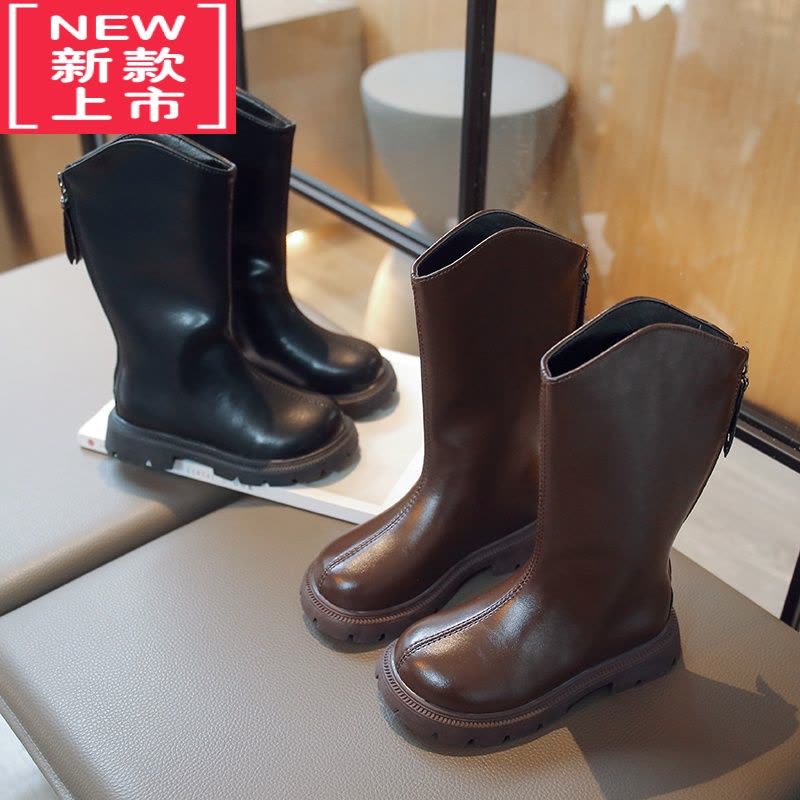 可莉允女童鞋儿童靴子2022冬季新款保暖长靴女孩时尚二棉皮靴加绒长筒靴图片