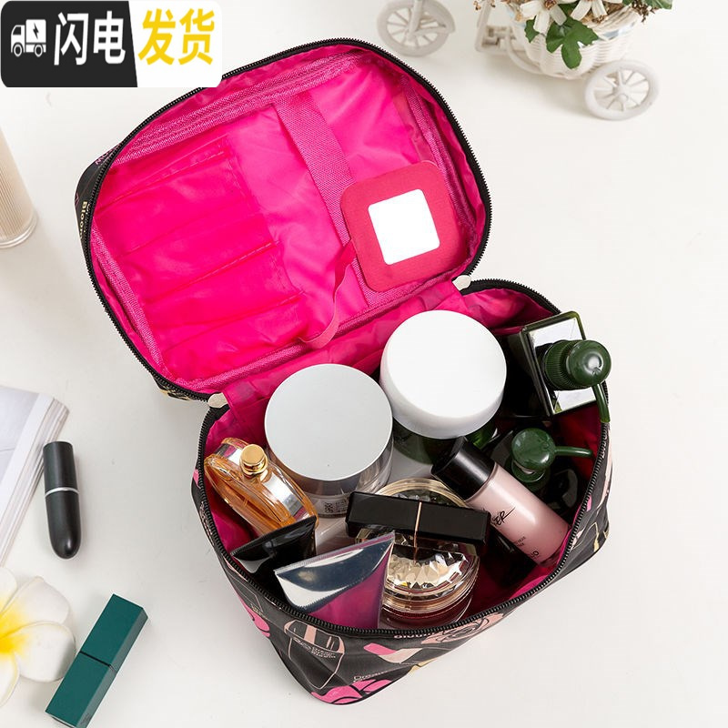 三维工匠大号便携旅行化妆包女学生大容量化妆品收纳盒手提防水洗漱包包收纳包高清大图
