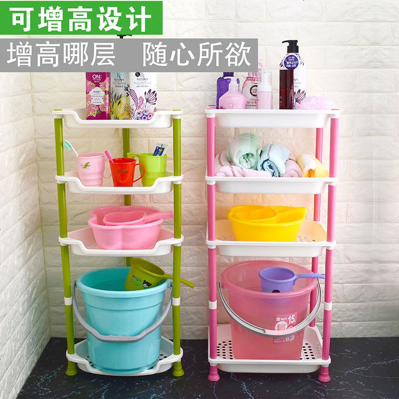 【SWUZZY温馨家品】厨房置物架卫生间收纳架厨房收纳架大号储物架 四方形（大号 四层）加高 蓝色图片