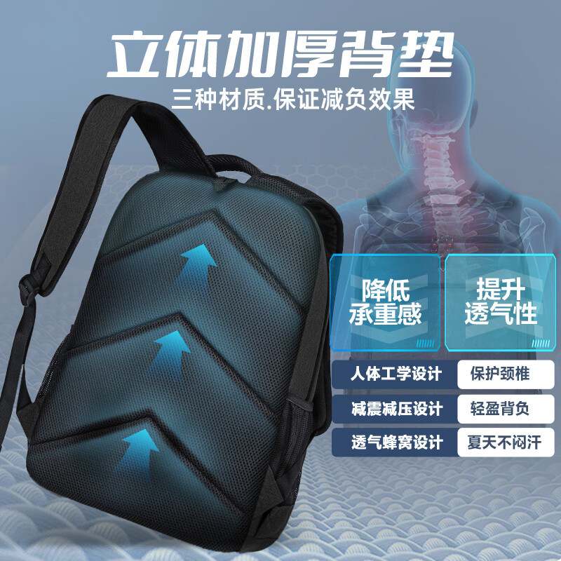 维多利亚旅行者大容量防泼水双肩包笔记本电脑包背包9006黑 17.3英寸高清大图