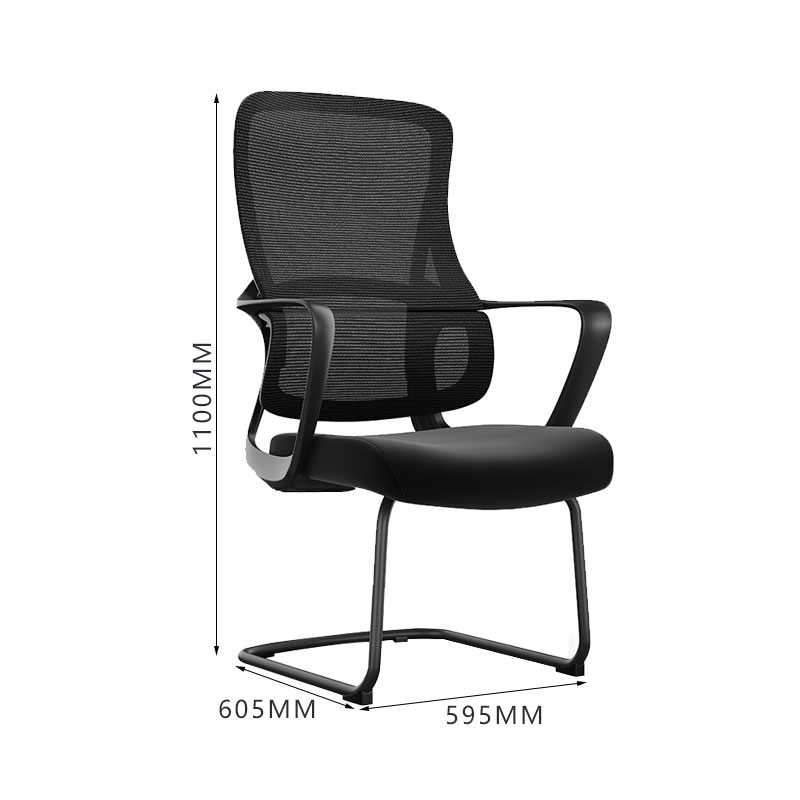 初嘉CJ-7152办公椅弓形椅电脑椅网布学习椅会客网椅 黑框高清大图