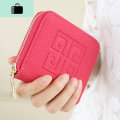 新款荔枝纹女士钱包春韩版女短款小零钱包男式拉链包手拿包包NEWLAKE 玫红色