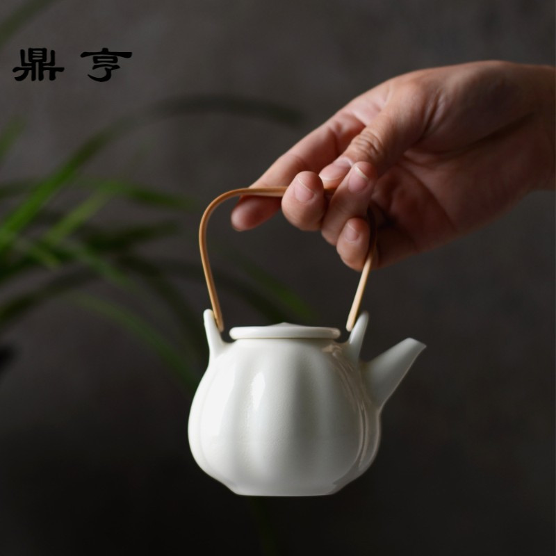 鼎亨手工平盖壶陶瓷茶壶日式茶具泡茶壶过滤单壶功夫茶具茶壶创意