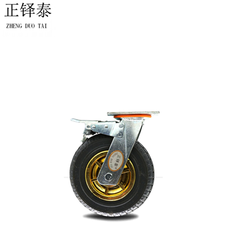 正铎泰 橡胶静音带刹车万向轮4寸 100mm / 个高清大图