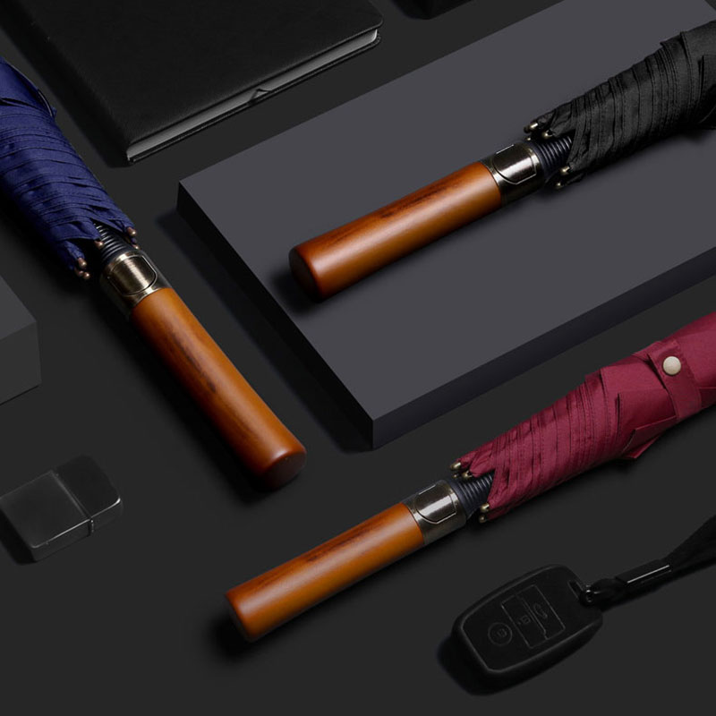 红叶 长柄直杆伞自动雨伞男晴雨伞大雨伞长柄复古直柄伞长柄伞DF2859高清大图