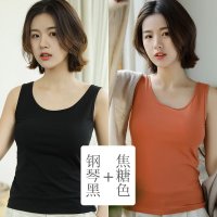 恒源祥吊带背心女纯棉内搭薄款运动内穿网红同款无袖性感夏季潮 170(XL) 钢琴黑+焦糖