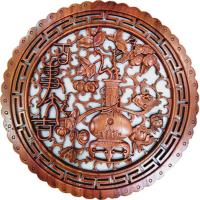 礼品之家 东阳木 乔迁搬家礼品 香樟实木四季福字挂件 58圆形玄关壁挂中式仿古装修壁饰