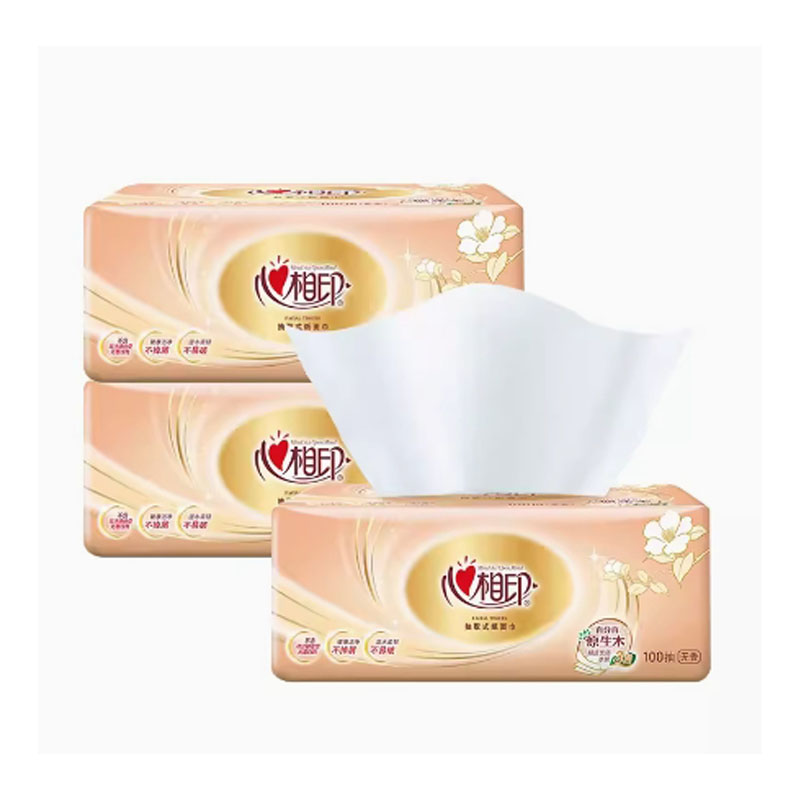 芳美达 心相印纸巾抽纸家用餐巾纸卫生纸实惠装 3层100抽 132*180 8包装高清大图