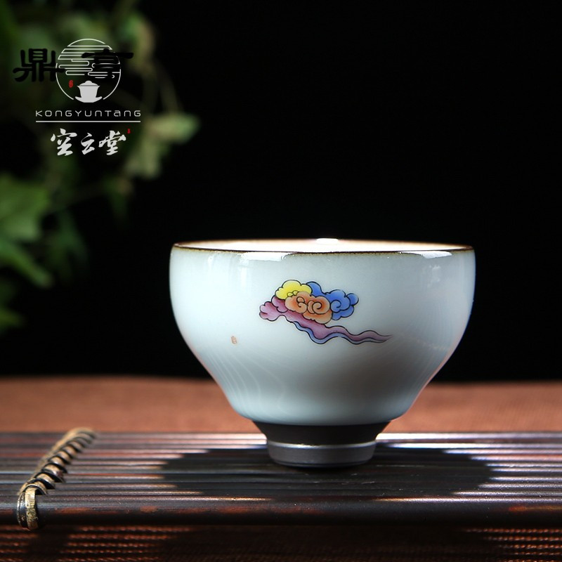 鼎亨 景德镇纯手工主人杯 收藏级官窑玛瑙釉茶杯品茗杯汝窑茶具