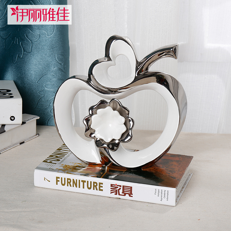 现代简约陶瓷工艺品时尚家居装饰品客厅电视柜酒柜苹果创意摆件 三维工匠 行运摆件高清大图