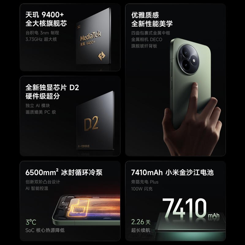 小米(MI)REDMI K80 至尊版 天玑9400+ 7410mAh大电池 月岩白 12+256