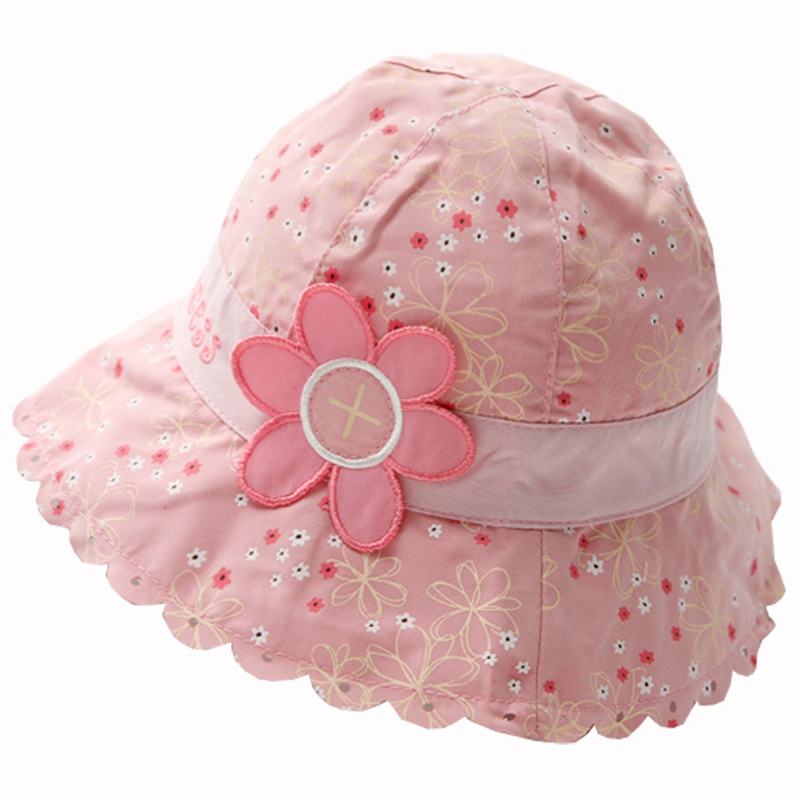 女宝宝帽子春夏秋季新款婴童遮太阳帽小中童粉色碎花可爱公主帽藕色