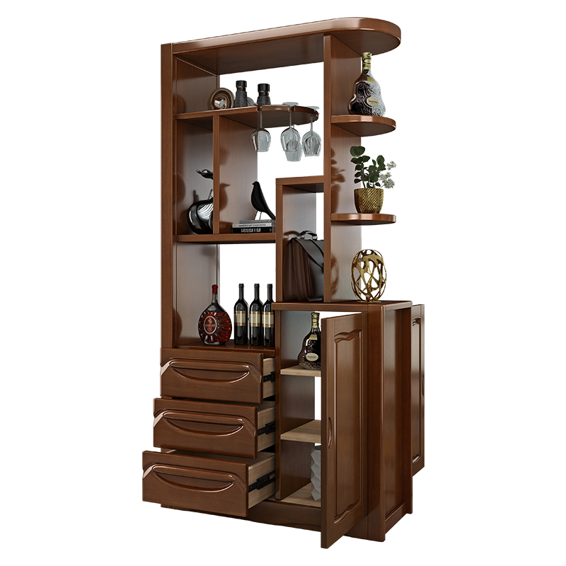 青木川 实木酒柜鞋柜一体靠墙小户型双面客厅餐厅家用进门口入户两面双面迷你玄关隔断屏风柜收纳储物柜装饰柜间厅柜简约现代高清大图