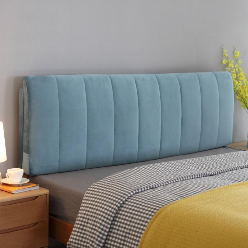 家柏饰(CORATED)定制无床头靠垫贴墙 自粘可固定铁艺床头可拆洗靠背软包靠枕 蓝色 无床头款180*58*10CM