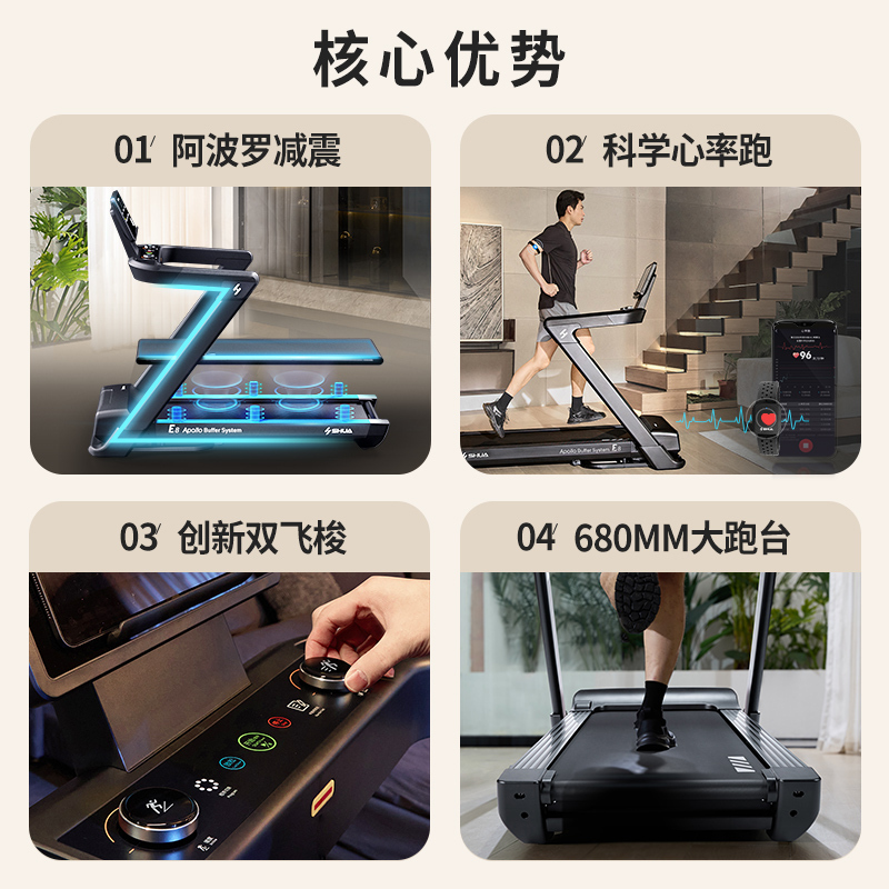 舒华旗舰店E8旗舰新款跑步机家用款宽跑台可折叠室内健身器材T599-经典复刻商用级跑步机高清大图