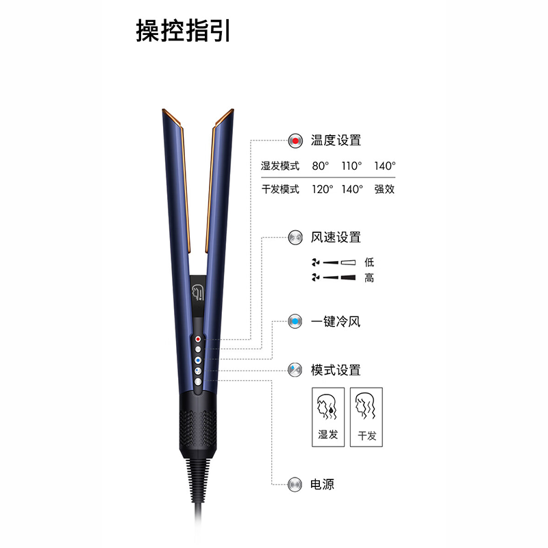 戴森(DYSON)吹风直发器二合一 HT01 藏青铜色高清大图