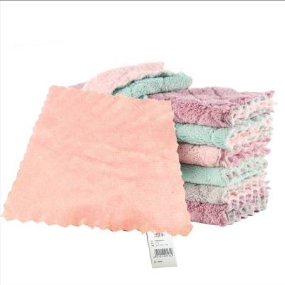 绮罗香 双面双色珊瑚绒吸水抹布 平方克重400g 300mm*300mm/条