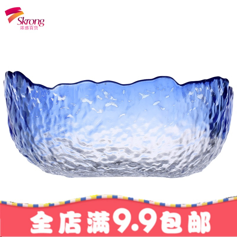 北欧锤目纹玻璃蔬菜水果沙拉碗日式家用创意客厅果盘水果碗点心盆