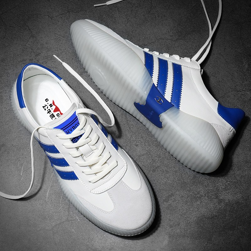 男鞋2022夏季新款真皮休闲鞋果冻底潮流透气板鞋抖音飞行员板鞋子