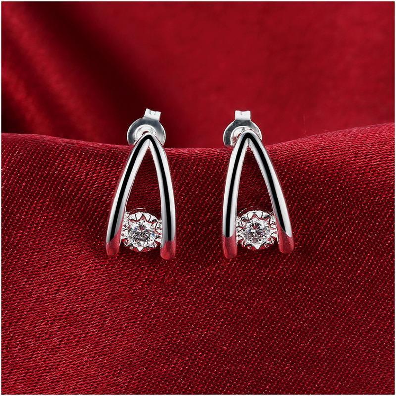 E771 Women Silver Earrings 镀925纯银精致耳坠日韩版女耳钉耳环送女朋友七夕情人节礼物