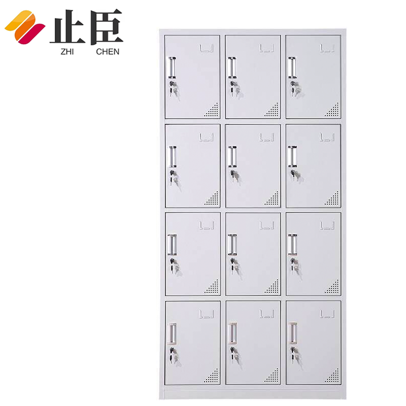 止臣 衣柜 办公家具钢制更衣柜加厚员工更衣柜铁皮储物柜宿舍换衣柜存放柜 十二门高清大图