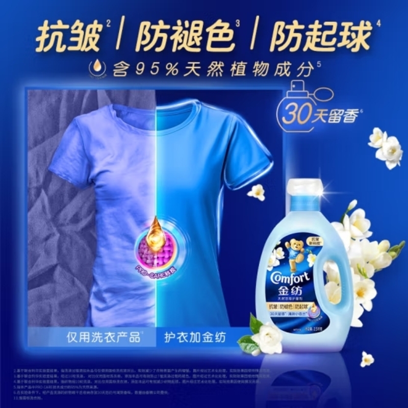 金纺衣服调香大师香氛柔顺剂小苍兰10斤固色防褪色防褶皱起球持久留香高清大图