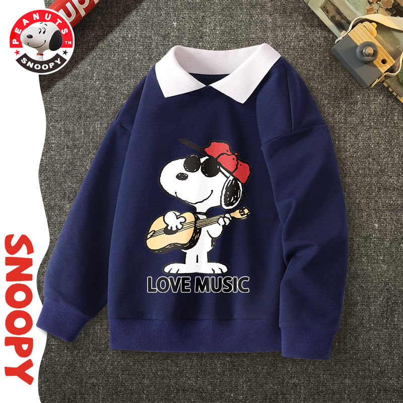 史努比(SNOOPY)童装卫衣男女中大童翻领卫衣WAD