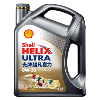 壳牌（Shell）超凡喜力全合成机油 灰壳 Helix Ultra 0W-30 API SN级 4L 汽车润滑油