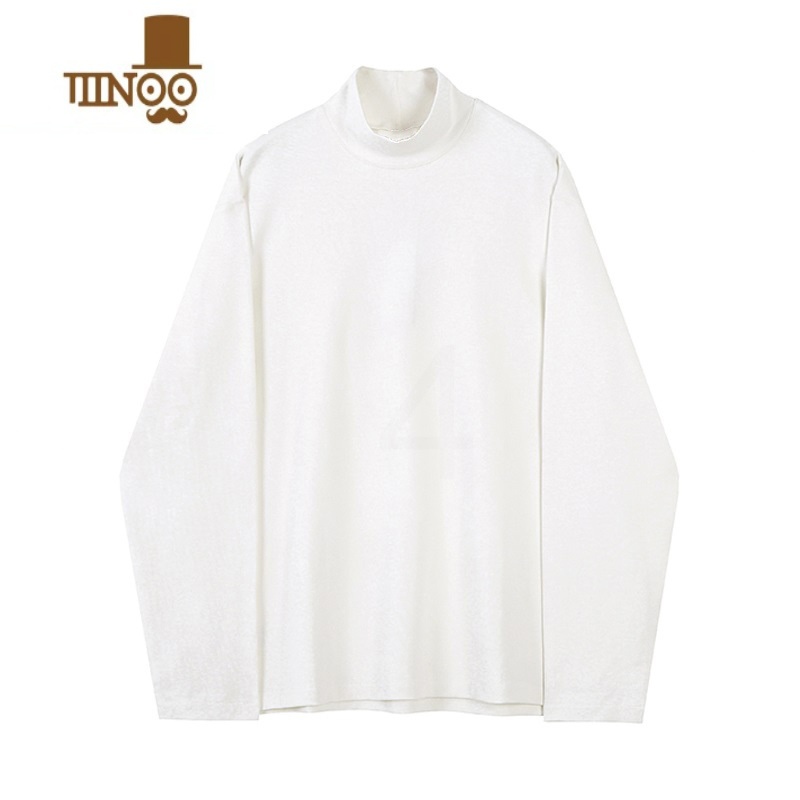 YANXU冬秋装上衣半高领双面绒德绒轻商务修身内搭保暖打底衫男长袖t绒高清大图