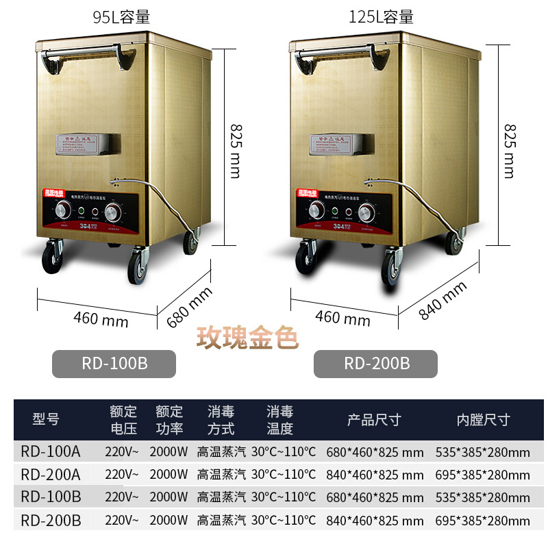 晨那(CHENNA)消毒柜 RD-200B不锈钢电热蒸汽毛巾车 美容院幼儿园推车式毛巾加热蒸箱 酒店饭店湿毛巾加热消毒柜