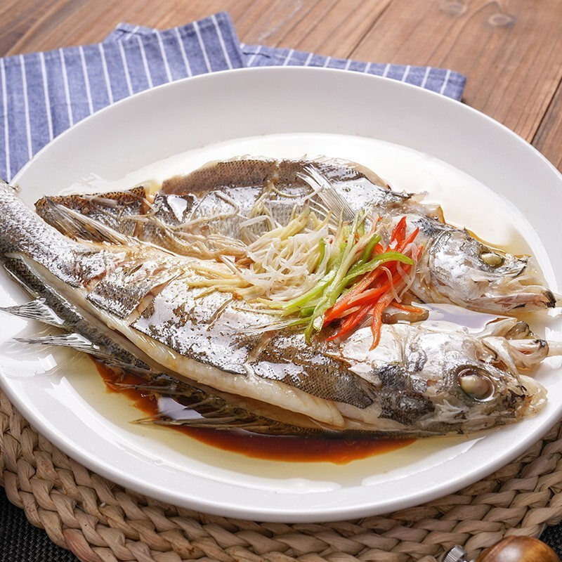 好拾味 国产冷冻鲜蒸三去海鲈鱼(去鳃去鳞去内脏)500g 生鲜 海鲜水产
