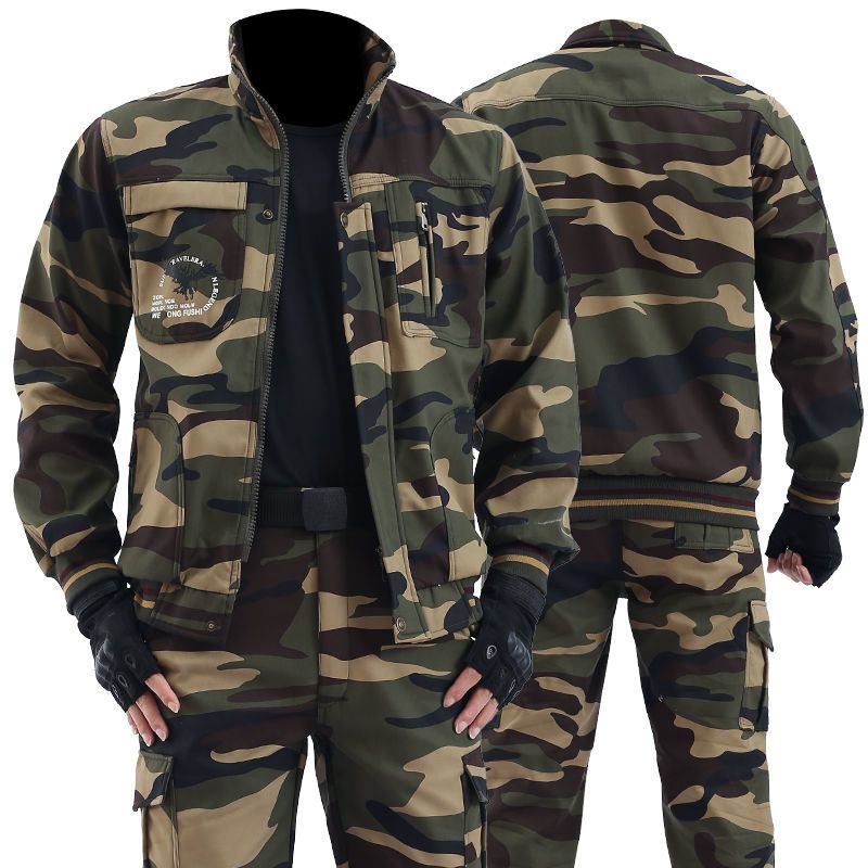 秋冬季工作服套装男加绒加厚防寒保暖迷彩服电焊汽修防烫耐磨劳保