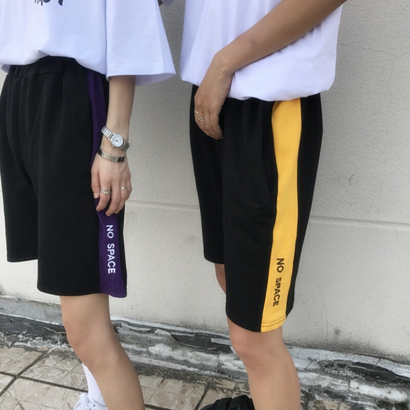 原宿风休闲短裤男女学生bf风宽松运动五分裤子韩版情侣装直筒裤