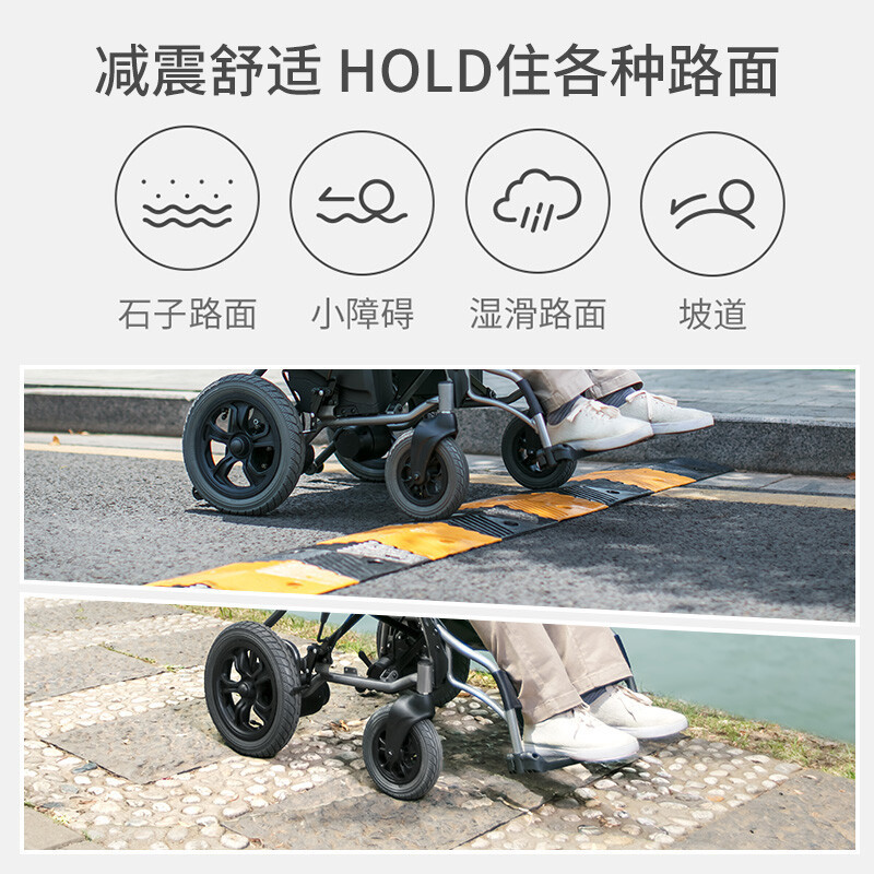 鱼跃电动轮椅车D210B智能全自动折叠轻便老年残疾人四轮代步车轻便高清大图