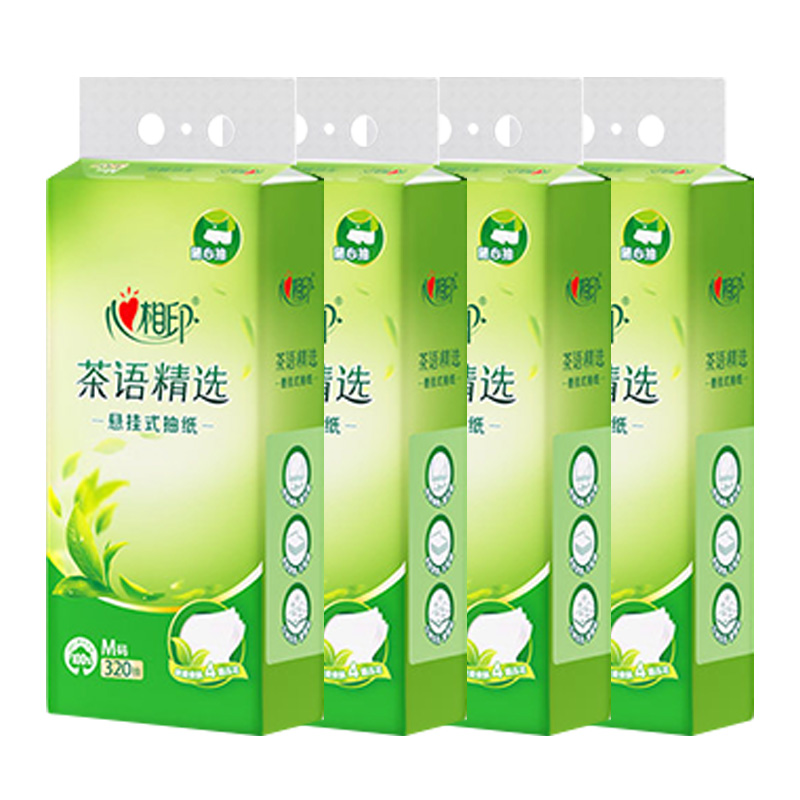 心相印面巾纸4层*320张*4包DT10320提-4天然木浆(包装随机)