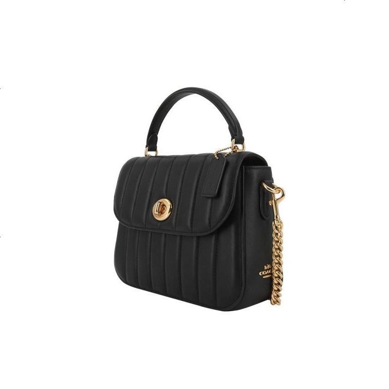 蔻驰 COACH 品 女士新款时尚黑色皮质中号手提单肩斜挎包 C1558 IMBLK经典