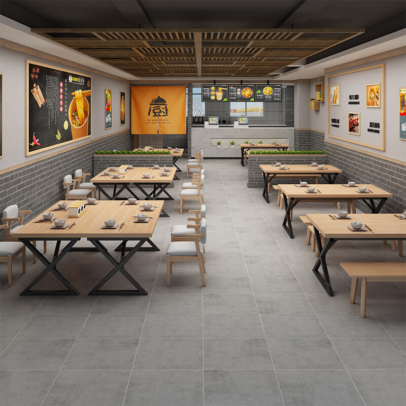 家用小户型餐桌简约现代出租房用饭桌餐饮店专用长方形餐桌洽谈桌办公桌100*60*75cm 张高清大图