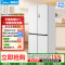 美的571一级能效风冷无霜全新式散热纯平全嵌十字对开四开门大容量电冰箱BCD-571WUSPZM(E)流苏白