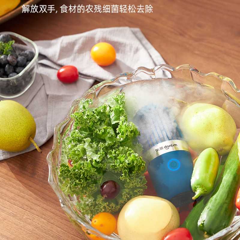 东菱(Donlim)胶囊果蔬清洗机 家用果蔬食材净化器 除菌去农残 无线便携 DL-1212静谧蓝高清大图