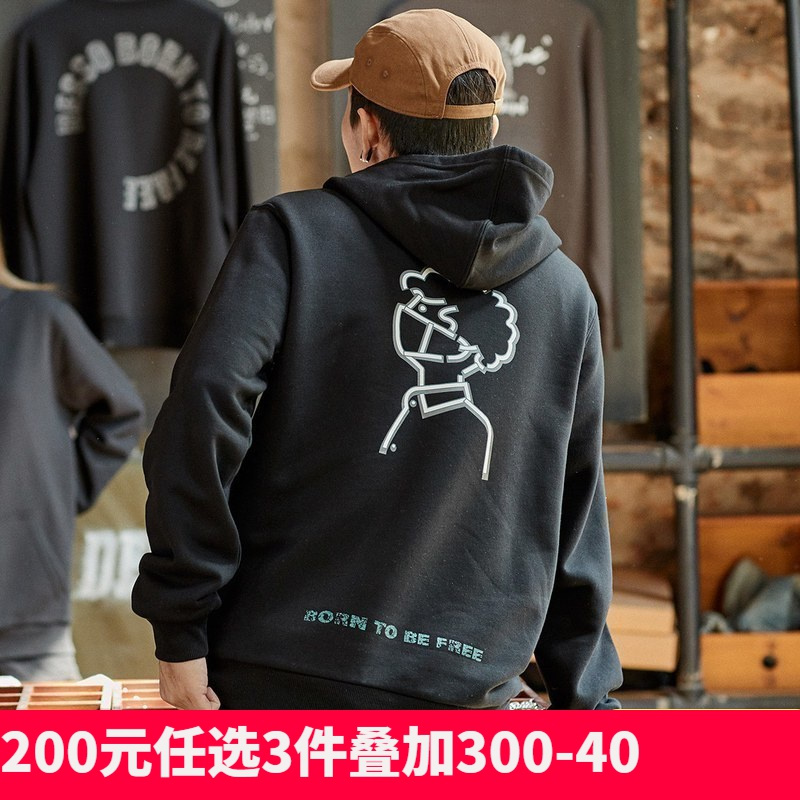 唐狮00秋冬季新款加绒情侣卫衣连帽男宽松套头韩版ins潮学生DS A款/黑色1 S