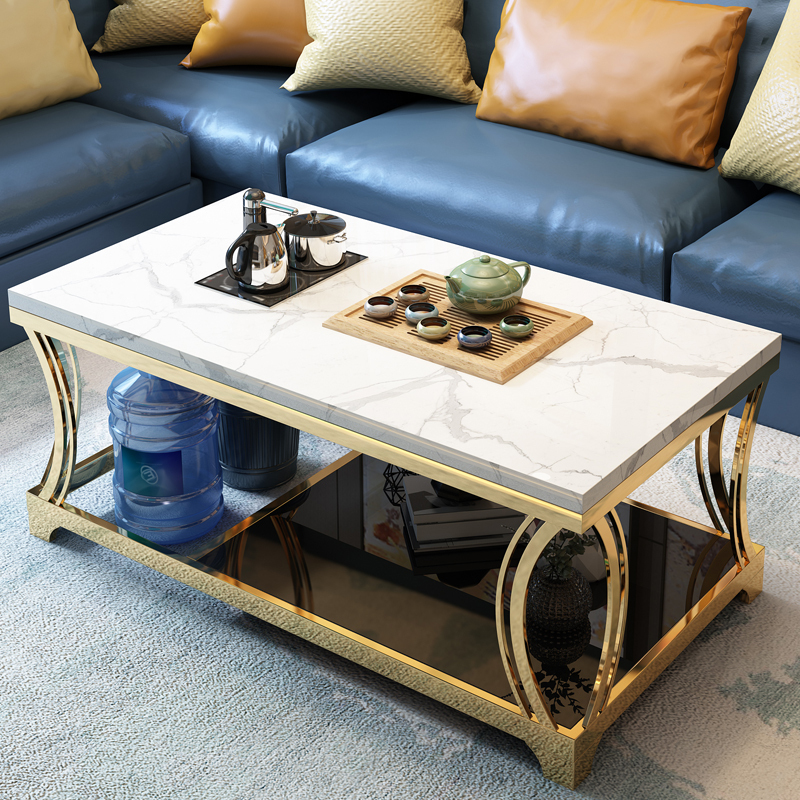 寻木匠轻奢不锈钢大理石功夫茶几北欧后现公家用自动一体上水茶桌