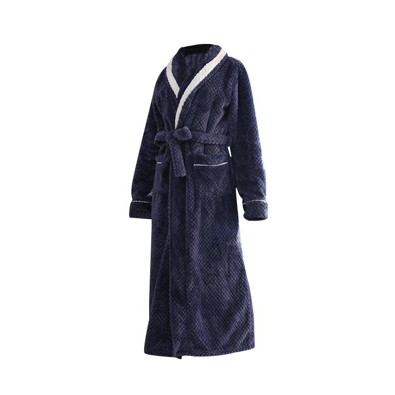幸福派 冬季法兰绒浴袍酒店浴袍男女士浴衣棉双面加厚法兰绒睡袍冬天加厚长款情侣吸水速干睡袍高清大图