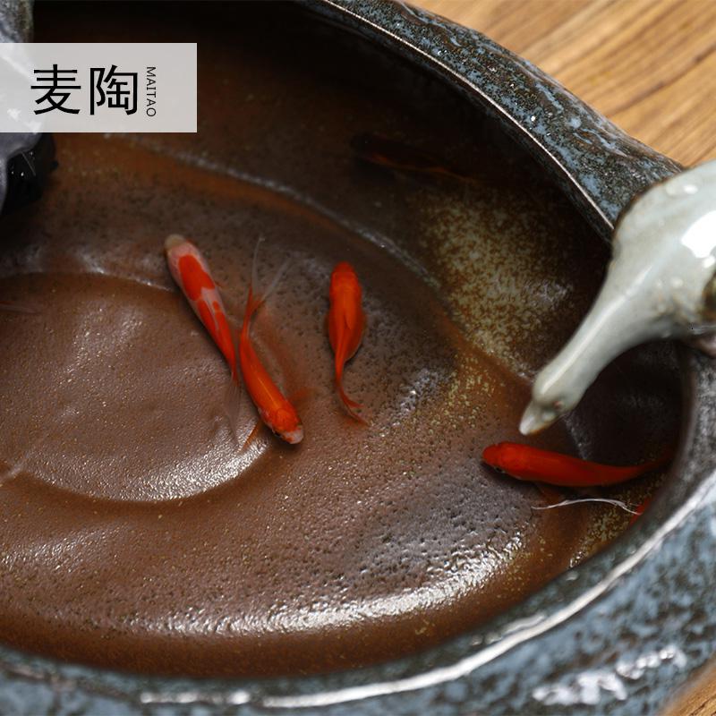 美帮汇新中式创意陶瓷流水器喷泉加湿器开业礼品办公家居摆件高清大图
