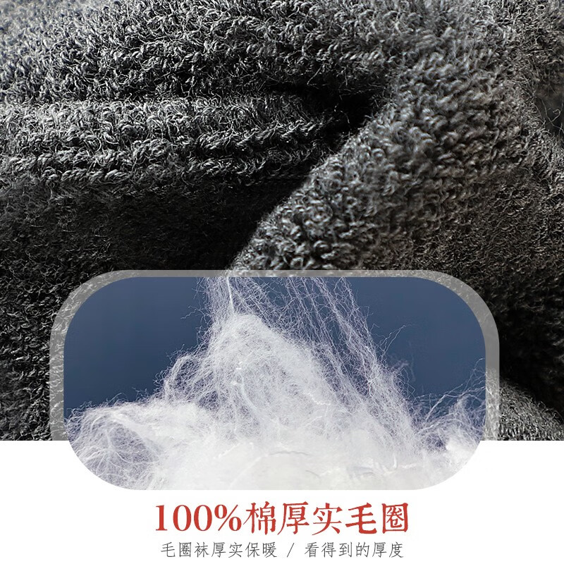 浪莎男士袜子加厚款纯棉秋冬毛圈袜吸汗透气防臭中筒棉袜运动长袜高清大图